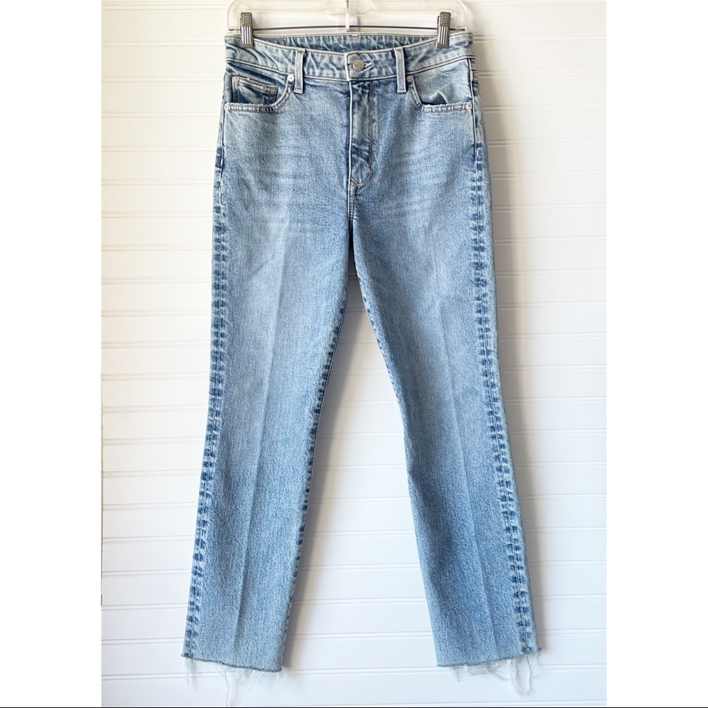 Lovers + Friends Denim High Rise Straight Leg Raw Hem Jeans Size 27 EUC